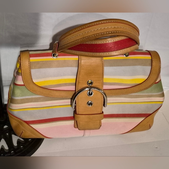 Vintage 04 Coach Soho-Hampton Striped Satchel - Picture 7 of 16